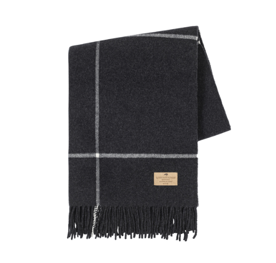Italian Cashmere & Lambswool Windowpane Throw Onyx 51"W x 67"L
